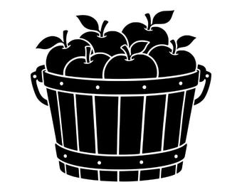 Apfelkorb (PNG, SVG), Korb-Clipart, Herbsternte-Vektor, Landhausküchen-Dekoration, Obstgarten-Schild