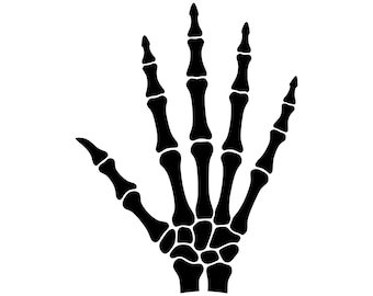 Skeletthand (PNG, SVG), Schwarze Fingerknochen-Cliparts, Halloween-Anatomie-Design, Gruselige Wissenschaftsgrafik