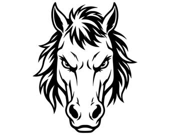 Logotipo de la mascota Mustang en formato PNG y SVG, diseño para equipos escolares, ropa deportiva universitaria, descarga digital de caballos.
