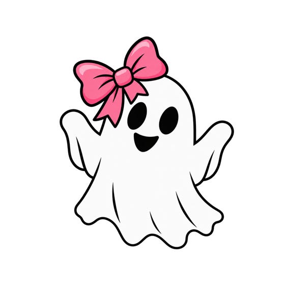 Ghost Bow PNG, Halloween Clipart Design, Pink Girly Costume, Kids Shirt, Fall Fun, Download