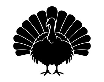 Truthahn (PNG, SVG), Clipart mit aufgefächerten Schwanzfedern, Thanksgiving-Shirt, Silhouette, Download, Wildvogel-Vektor