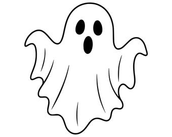 Contorno de Fantasma PNG SVG, Halloween Fofo e Assustador, Página para Colorir, Arte de Parede, Download Digital, Design