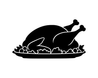 Gebratener Truthahn (PNG, SVG), Thanksgiving-Dinner-Clipart, Festtagsplatte (Vektor), Friendsgiving-Shirt, Küchenschild