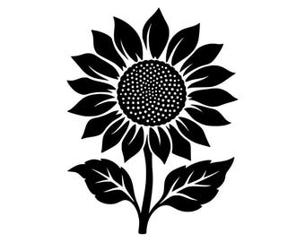 Sonnenblumenstiel (PNG, SVG), Gartenblumen-Clipart, Botanischer Vektor, Herbstliches Bauernhaus-Schild, Blumensilhouette