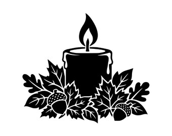 Herbstkerze (PNG, SVG), Herbstblätter-Clipart, Eichel-Vektor, Thanksgiving-Dekoration, Ernte-Lasergravur