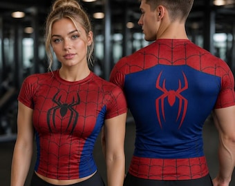 Maglia protettiva anti-ragno, maglia a compressione aracnide rossa e blu, top per BJJ MMA senza kimono