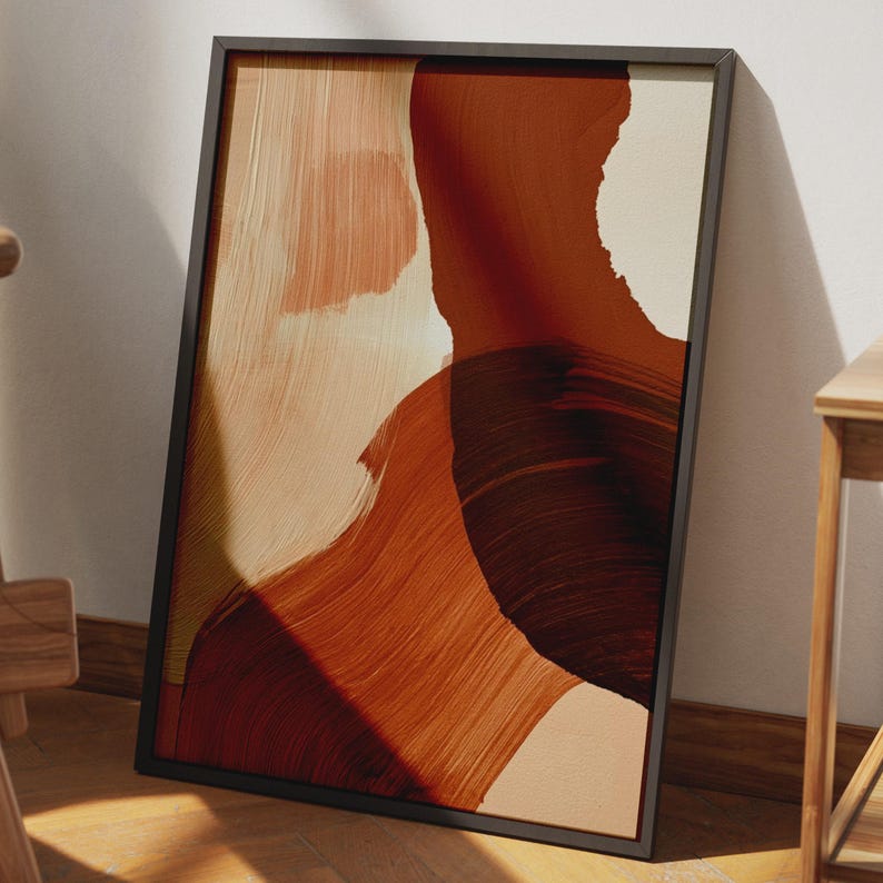 Rust Orange Abstract Terracotta Abstract Wall Art, Rust Orange Boho Print, Earthy Minimalist ...