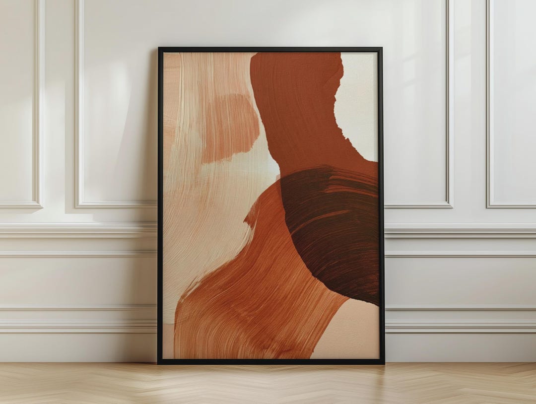 Rust Orange Abstract Terracotta Abstract Wall Art, Rust Orange Boho Print, Earthy Minimalist ...
