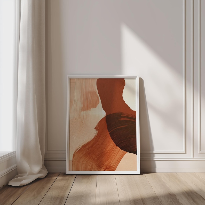 Rust Orange Abstract Terracotta Abstract Wall Art, Rust Orange Boho Print, Earthy Minimalist ...