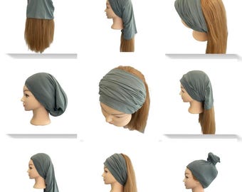Bamboo tube headband scarf – soft & breathable multipurpose hair wrap neck scarf sleep cap t shirt towel versatile bamboo jersey headband