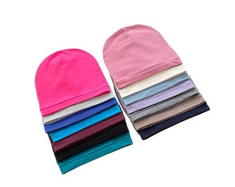 Cotton slouchy beanie hat for women and men soft chemo cancer alopecia head covering elastic beanie cap hair loss headwear handmade gift