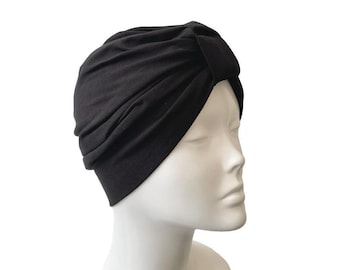 Turban hat for women black turban hijab fashion jersey knit turban hair wrap black head scarf turban beanie hat chemo hair loss head cover
