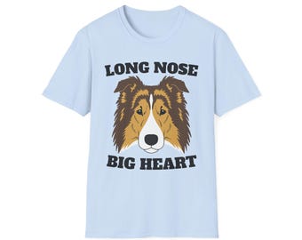 Long Nose Big Heart Rough Collie T-Shirt | Dog Graphic Tee