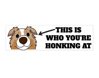Australian Shepherd Bumper Sticker This Is Who You're Honking At | Funny Dog Decal