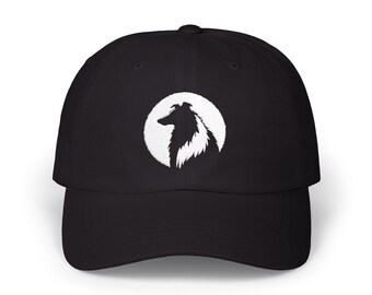 Rough Collie Silhouette Dad Cap | Embroidered Animal Logo Dog Lover Hat