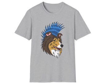 Punk Rough Collie T-Shirt | Dog Portrait Graphic Tee