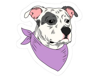 Pitbull Illustration Sticker | Dog Vinyl Sticker Decal