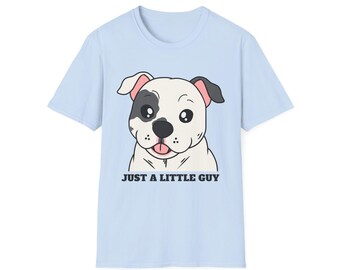 Pitbull Just a Little Guy puppy face T-Shirt | Cute Dog Portrait Graphic Tee