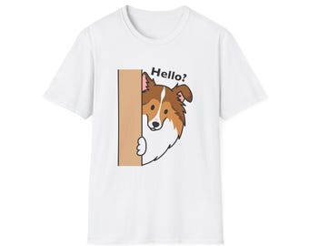 Peeking Rough Collie Hello? T-Shirt | Dog Portrait Tee