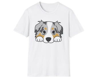 Australian Shepherd Peeking T-Shirt | Dog Portrait Graphic Tee