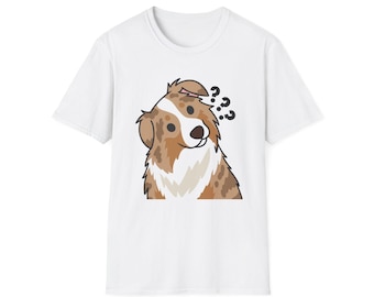 Confused Australian Shepherd T-Shirt | Dog Portrait Graphic Tee