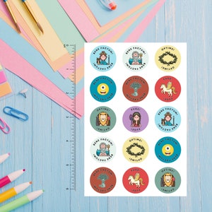 4x6 Sticker Sheet, 15 Round Stickers for Latin Teachers Colorful