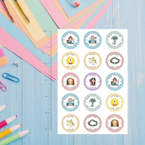 4x6 Sticker Sheet, 15 Round Stickers for Latin Teachers White Background