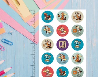 Colorful 4x6 Sticker Sheet, 15 Round Stickers for Latin Teachers Mythological Theme