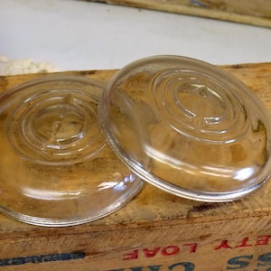 2 Clear Slightly Imperfect Glass Lids for Ball Ideal Wire Bail Jars Concentric Circle Pattern REGULAR or STANDARD Mouth Size Lines in Glass