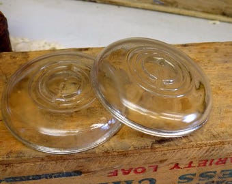 2 Clear Slightly Imperfect Glass Lids for Ball Ideal Wire Bail Jars Concentric Circle Pattern REGULAR or STANDARD Mouth Size Lines in Glass