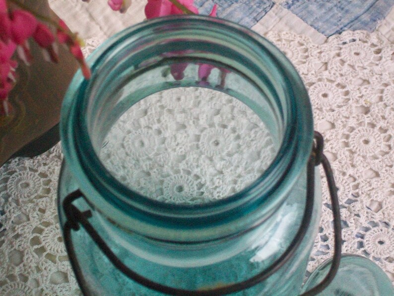 1 Vintage Aqua Blue Quick Seal Jar Quart Sized with Glass Lid Etsy