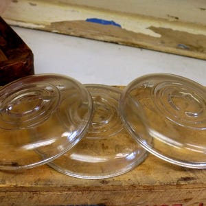 3 Vintage SLIGHTLY IMPERFECT Clear Glass Jar Lids for Ball Ideal or Wire Bail Jars Standard or Regular Mouth Size Concentric Circle Pattern
