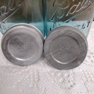 Two Aqua Blue IMPERFECT Quart Sized Ball Perfect Mason Jars with Offset Embossing Zinc Lids CHIPS to LIPS and Bead Seals image 7