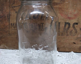 One Vintage Clear Presto Supreme Mason Quart Jar Regular or Standard Mouth with Original Lid Owens Glass Company Illinois Scratches to Glass
