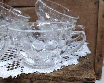 6 Vintage Clear Glass Punch Cups 2 Inches Tall Vintage Tea Party 252