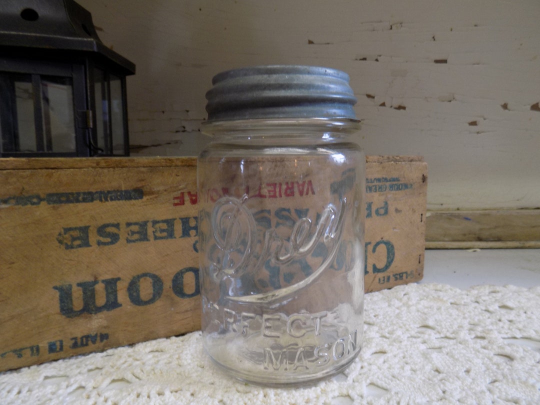 1 Vintage Mason Jar Drey Perfect Mason Clear Pint Sized With Rustic