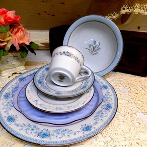 6 Piece Vintage IMPERFECT Mismatched China Set Tea Party Wedding China 1419