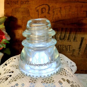 One Vintage IMPERFECT Very Light Aqua Hemingray -42 Made In USA Insulator Small Chips for crafts or decor