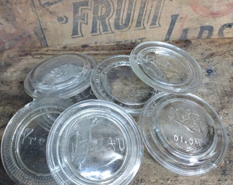 6 CHIPPED Vintage Clear Glass Standard or Regular Mouth Canning Jar Lid Inserts Ball Presto Clear-Vu Brands NO BANDS Included L03