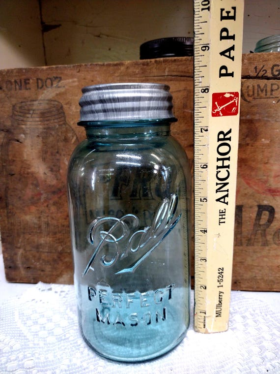 One Antique SLIGHTLY IMPERFECT 42 Ounce Aqua Blue Ball