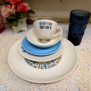 5 Piece Vintage IMPERFECT Mismatched China place setting with Bonus Tumbler Wedding China 1360