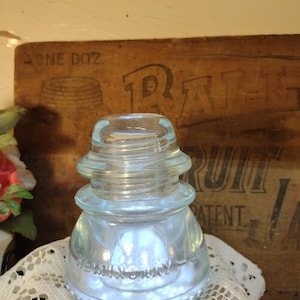 One Vintage IMPERFECT Very Light Aqua Hemingray -42 Made In USA Insulator Small Chips for crafts or decor