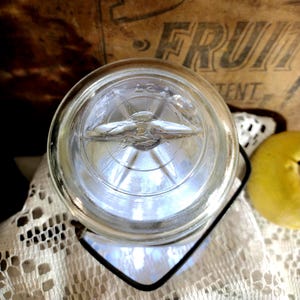 One SCRATCH and DENT Clear Glass Canning Jar Lid IMPERFECT Standard Mouth Size Star Pattern Regular Mouth for Atlas E Z Seal Jars