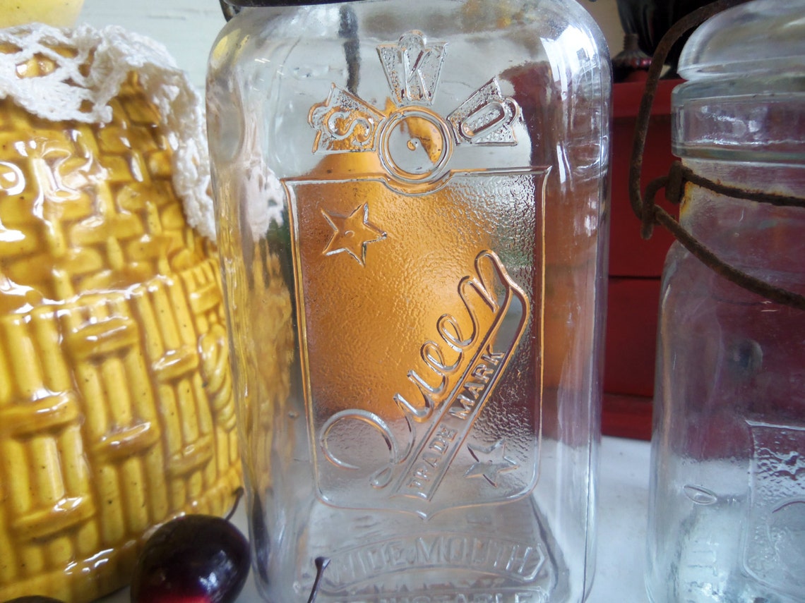 2 Antique Queen Clear Canning Jars With Wire Bails and Glass Etsy