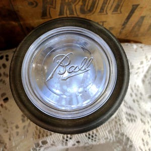 ONE Vintage WIDE MOUTH Ball Glass Lid with Zinc Ring Band is Slightly Warped Fit Tested New Old Stock Lid Flea Bites to Insert