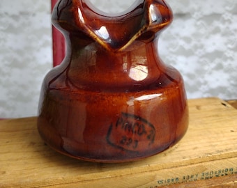 One Vintage IMPERFECT PINCO-2 Brown Porcelain Ceramic Insulator