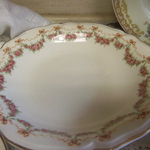 6 Piece Vintage China Shallow Bowl Set Mismatched Wedding China Pinks and Golds B1052 image 3