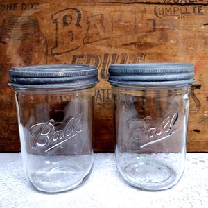 Two IMPERFECT Clear Retro Pint Sized Tapered WIDE MOUTH Ball Jars
