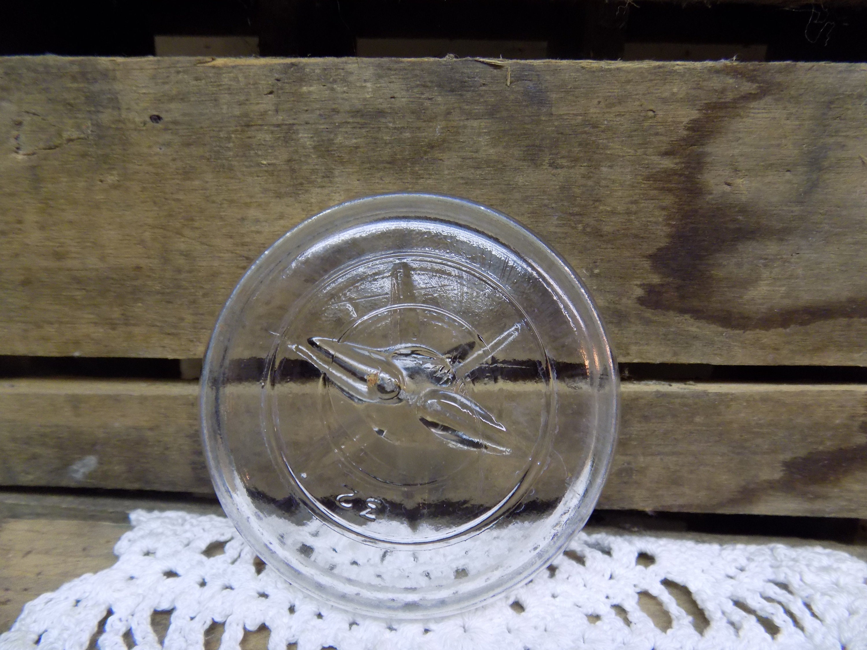 One SCRATCH and DENT Clear Glass Canning Jar Lid IMPERFECT