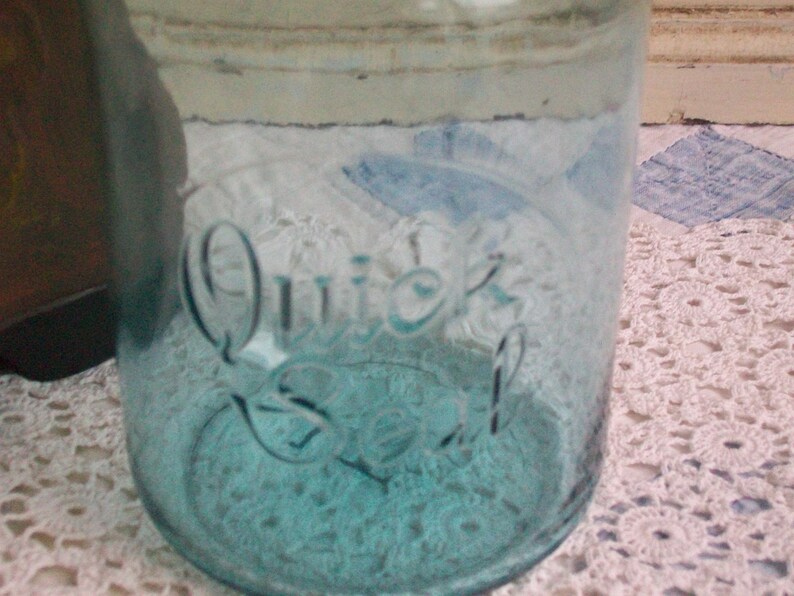 1 Vintage Aqua Blue Quick Seal Jar Quart Sized with Glass Lid Etsy